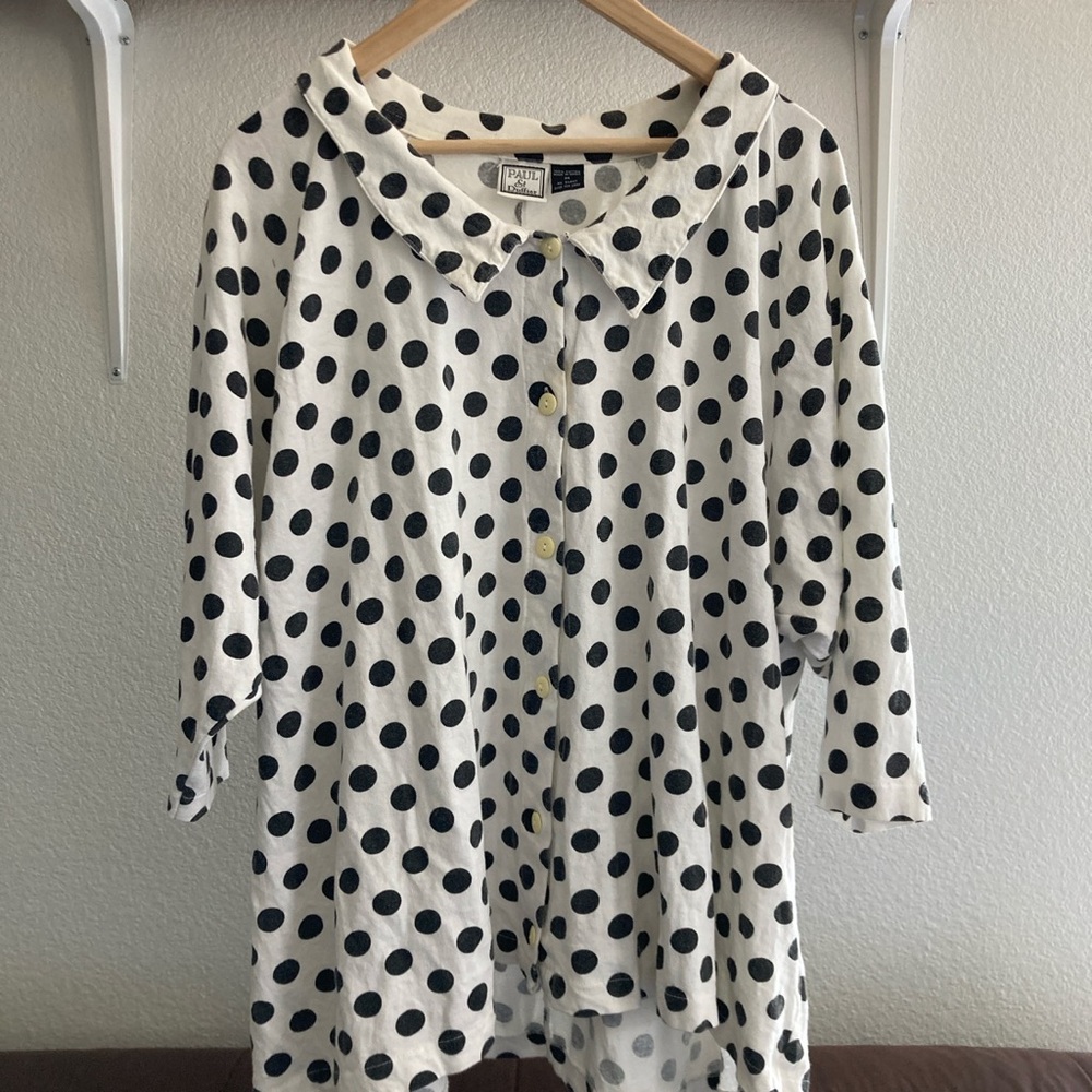 Vintage polka-dot oversized button up